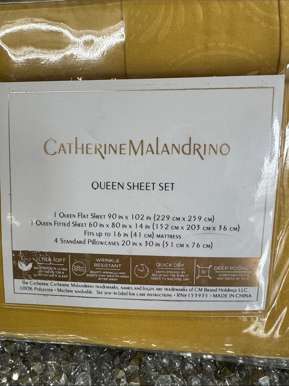 Catherine Malandrino 6 piece Queen Sheet Set - Mustard Yellow NEW